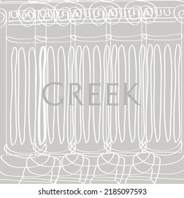 Greek style column patern on grey background with lettering