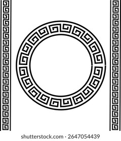 Greek style geometric seamless frames icon set isolated on transparent background. Decoration elements patterns. Vector collection frame design in grecian ancient style and meandros greek ornaments.