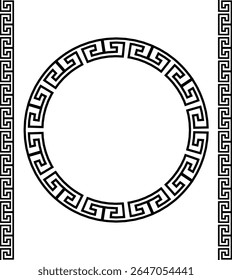 Greek style geometric seamless frames icon set isolated on transparent background. Decoration elements patterns. Vector collection frame design in grecian ancient style and meandros greek ornaments.