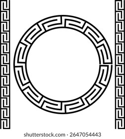 Ícone de quadros contínuos geométricos de estilo grego isolado no plano de fundo transparente. Padrões de elementos de decoração. Projeto de quadro de coleção de vetor em estilo grego antigo e meandros ornamentos gregos.