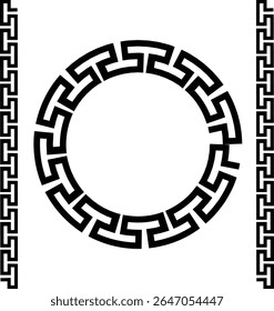 Greek style geometric seamless frames icon set isolated on transparent background. Decoration elements patterns. Vector collection frame design in grecian ancient style and meandros greek ornaments.