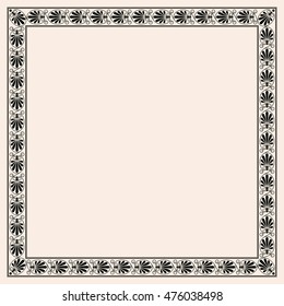 Greek style ornament with corner element. Black pattern on a beige background.