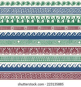 Greek style seamless borders - hand drawing