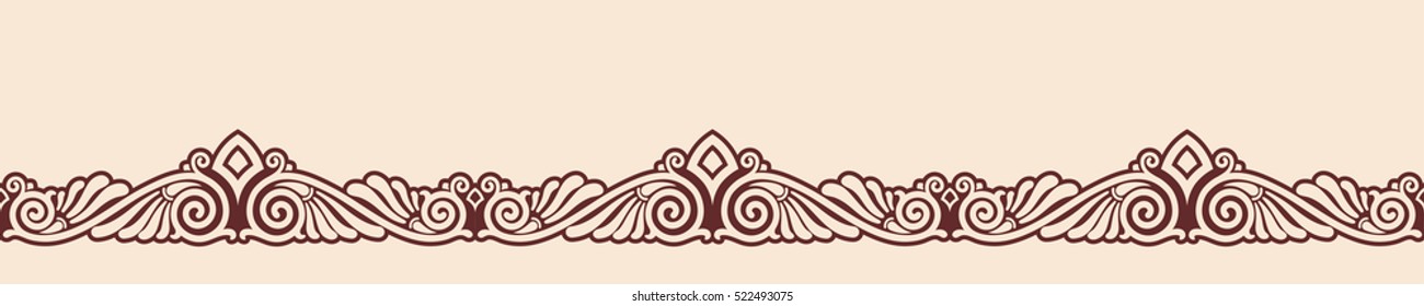 Greek style seamless ornament and aging effect  Brown pattern beige background 