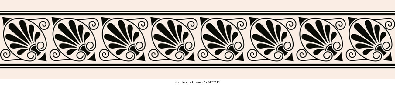 Greek style seamless ornament. Black pattern on a beige background.