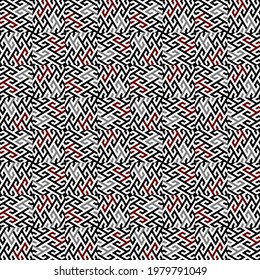 Greek style seamless pattern. Geometric ornamental black white red vector background. Repeat decorative geometric backdrop. Ancient ornament with greek key, meanders, shapes, lines. For print, fabric.