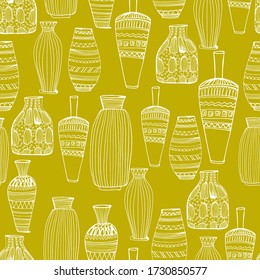 Greek style vase pattern. Stylish jugs, a vessel with an ornament of different shapes. Design for children and adults, relax. For packaging design, wallpaper, textile. Isolate stock illustration