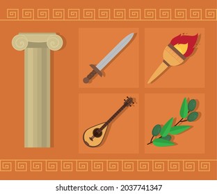 greek symbols icon set design