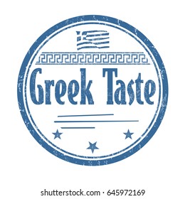 Greek taste sign or stamp on white background, vector illustration