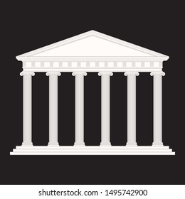 Greek temple with classical columns.  Vector illustration isolated on black background.