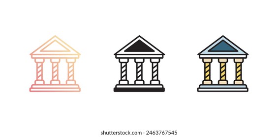 Greek Temple icon design with white background stock illustration