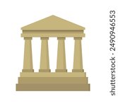 Greek temple icon illustrated on background