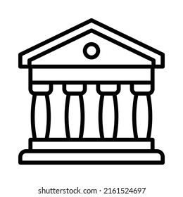 Greek Temple Icon. Line Art Style Design Isolated On White Background