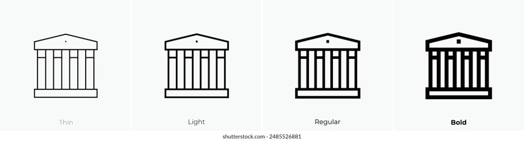 greek temple icon. Thin, Light Regular And Bold style design isolated on white background