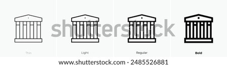 greek temple icon. Thin, Light Regular And Bold style design isolated on white background