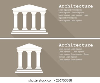 Greek Temple Icon Vector Illustration Flat