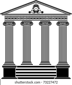 Greek temple stencil third variant with filigree ornament