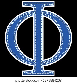 Greek text design with realistic embroidered threads; for college fraternity or sorority logos and sportswear. with simulation of embroidery and patches