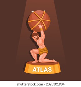 Greek Titan Atlas carrying the world statue figure. greek mythology symbol illustration vector