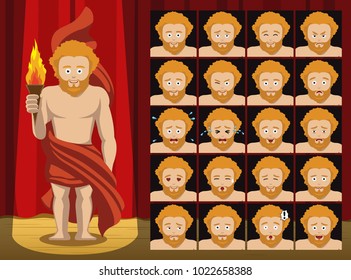 Greek Titans Prometheus Costume Cartoon Emotion faces Vector Illustration