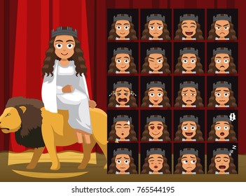 Greek Titans Rhea Costume Cartoon Emotion faces Vector Illustration