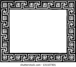 Greek traditional meander pattern. Vector antique frame. Monochromatic illustration isolated on white background