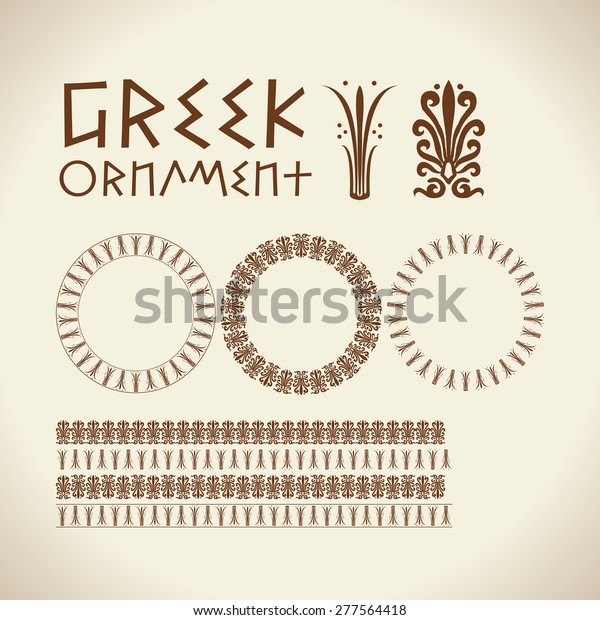 Greek traditional ornament, meander border set.\
Vector antique round frames and border. Decoration element\
patterns. Ethnic vector isolated illustration. Can be used as\
divider, frame, other\
design.