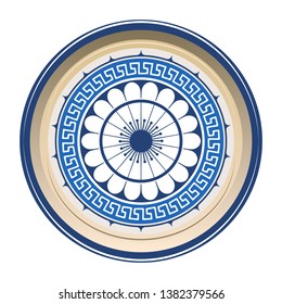 Greek traditional pattern round plate. Fully editable vector illustration. EPS 10 