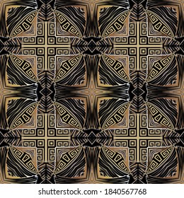 Greek tribal ethnic seamless pattern. Grunge ornamental vector background. Modern repeat backdrop. Geometric symmetrical ornament. Dirty rough design. Abstract shapes,  lines, frames, crosses.