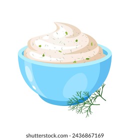 Greek Tzatziki sauce in small ceramic bowl.