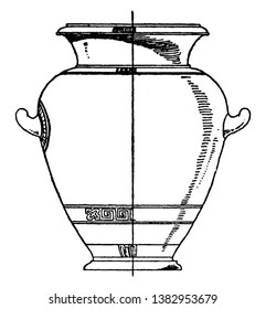 Greek Urn is designed with painted clay, its used in funeral rites as a repository for the ashe, vintage line drawing or engraving.