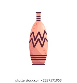 Greek vase ancient jar isolated. Ceramic vase with greek symbol. Cartoon vector illustration. Pottery jar earthenware antique design.