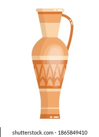 Greek vase in ancient style as template for Interior. Greece culture ceramic urn in traditional color and form. Vector greek antiquity amphora
