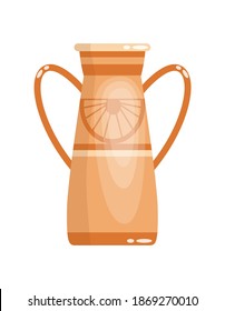 Greek vase in ancient style as template for Interior. Greece culture ceramic urn in traditional color and form. Vector greek antiquity amphora