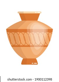 Greek vase in ancient style as template for Interior. Greece culture ceramic urn in traditional color and form. Vector greek antiquity amphora