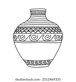 Vaso grego. Colorindo página. Cartaz de doodle. Ilustração do vetor de estoque.