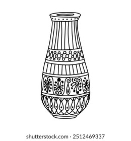 Vaso grego. Colorindo página. Cartaz de doodle. Ilustração do vetor de estoque.