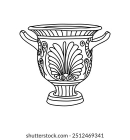 Greek  vase. Coloring page. Doodle poster. Stock vector illustration.