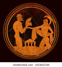 Greek Vase Painting. Meander Circle Style. Red Figure Techniques. Ancient Greece. Mythology And Legends 