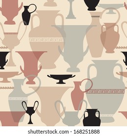 Greek vase seamless pattern  Interiors background. Greece culture ceramic texture.