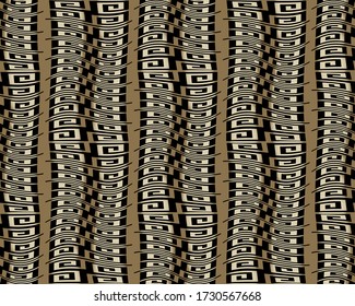 Greek vector seamless pattern. Abstract wavy lines background. Modern repeat backdrop. Striped endless texture. Decorative ornate golden design for wall, fabric, print. Greek key meanders ornament.