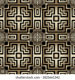 Greek vector seamless pattern. Repeat tribal abstract background. Greek key meanders ethnic style golden ornament.  Geometric ornate modern design. Luxury surface geometrical backdrop. Wallpaper.