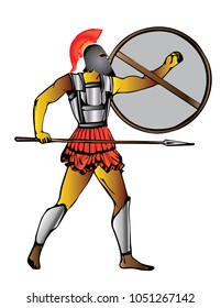 A Greek warrior in the attack