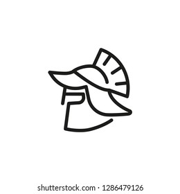 Greek warrior line icon. Gladiator, fighter, helmet. History concept. Can be used for topics like battles, ancient wars, historical war outfit