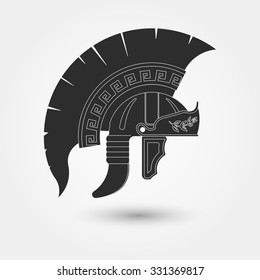 Greek Warrior, Spartan Helmet, Gladiator - Legionnaire Heroic Soldier. Vector