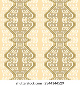 Los bordes ondulados griegos son un patrón sin fisuras. Fondo vectorial de estilo arabesco de color griego. Decoración moderna y étnica. Hermoso borde ondulado con llave griega, más suave. Textura interminable ornamentada. Diseño de moda