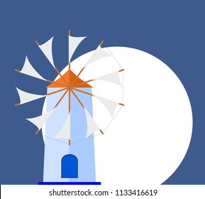 greek windmill at summer night vector