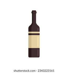 Greek wine bottle icon flat vector. Greece menu. Vine glass isolated