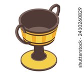 Greek wine cup icon isometric vector. Ancient history. Historic temple
