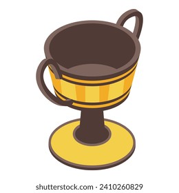 Greek wine cup icon isometric vector. Ancient history. Historic temple